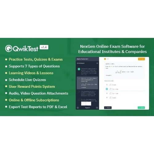 QwikTest-NexGen-Online-Exam-and-Quiz-Software-Nulled.jpg QwikTest – NexGen Online Exam & Quiz Software - Image 1