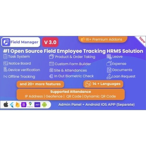 Field-Manager-Employees-Realtime-Offline-Tracking-Tasks-Product-Order-IP-QR-Geofence-HRMS.jpg Field Manager | Employees Realtime & Offline Tracking, Tasks, Product Order, IP, QR, Geofence HRMS - Image 1